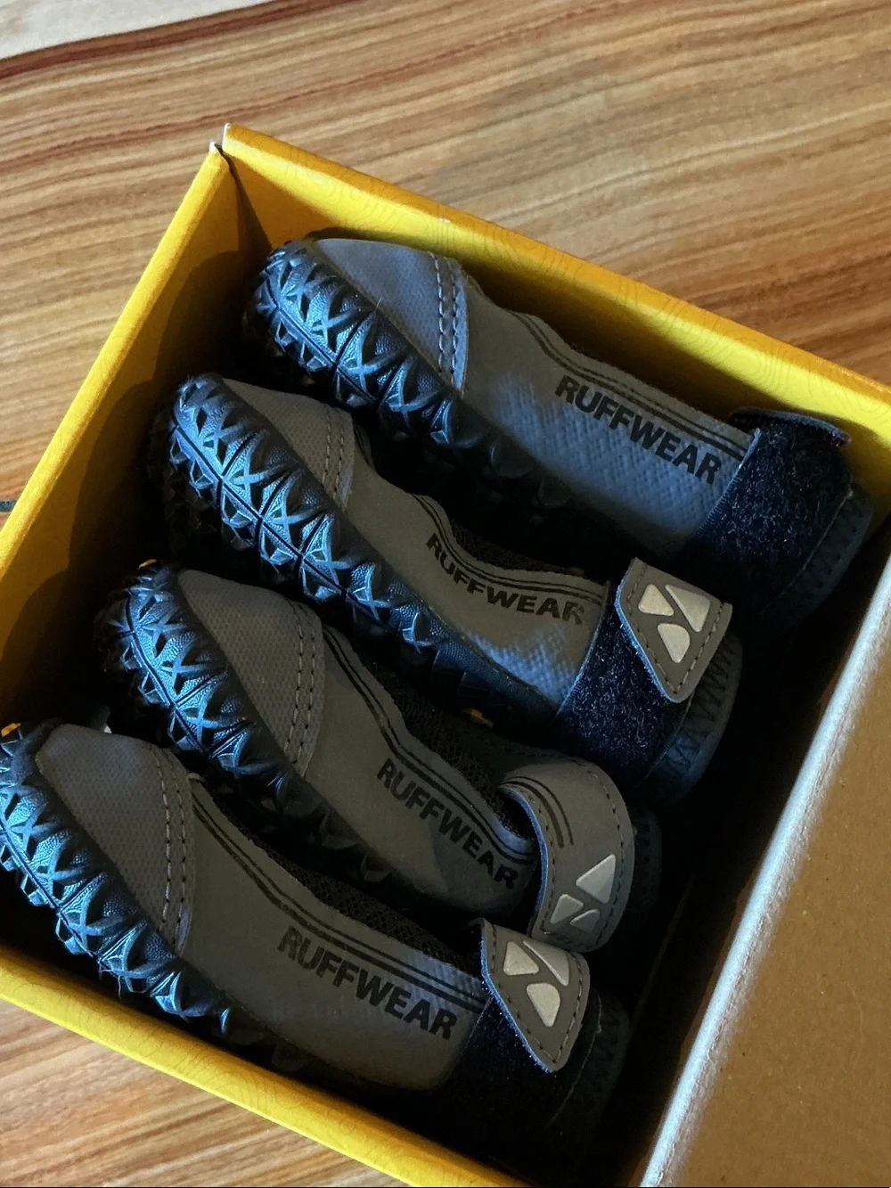 Ruffwear Grip Trex Dog Boots - Yellow and Navy Box